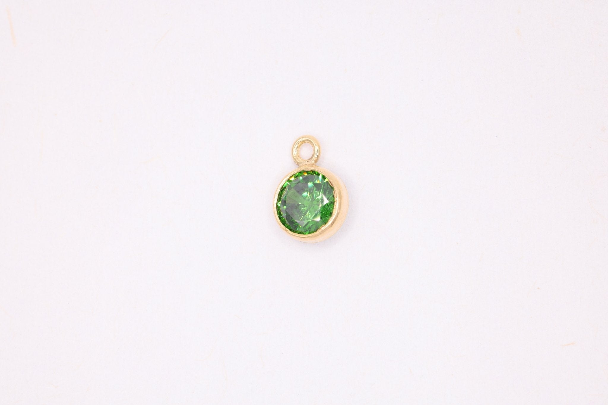 Emerald Birthstone CZ Gold-Filled Wholesale Drop Charm, May Birthstone, Horizontal Bail - HarperCrown