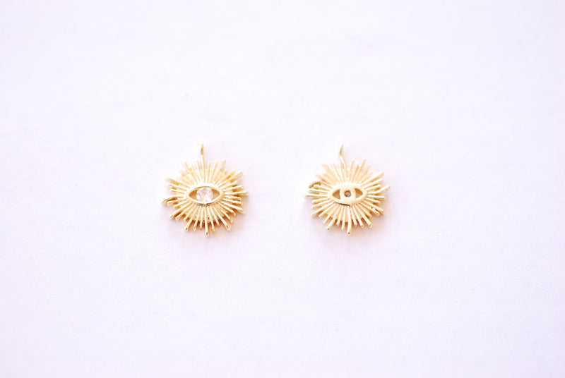 Evil Eye CZ Charm - Evil Eye Cubic Zirconia Sun Rays Good Luck Greek Eye Boho HarperCrown Wholesale Charms B256 - HarperCrown