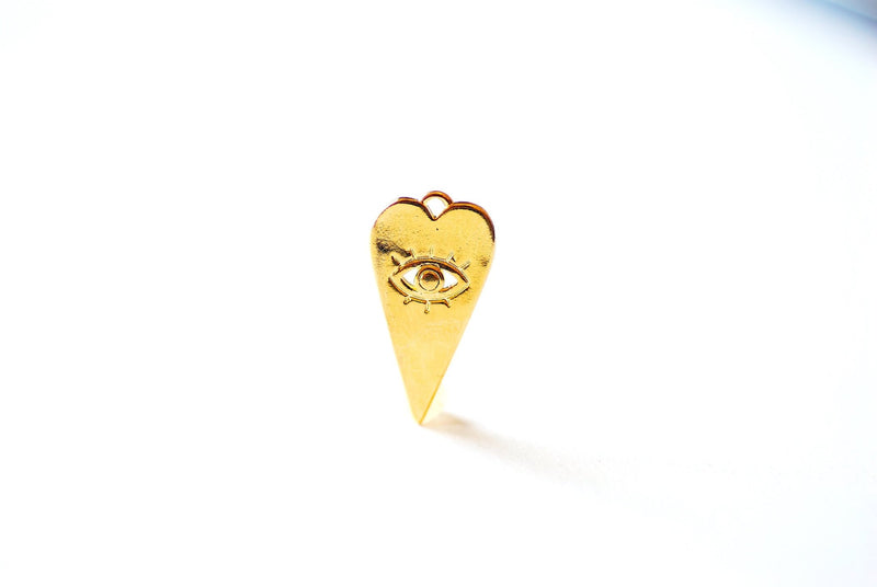 Evil Eye Heart Charm- 18k Gold Vermeil plated over 925 Sterling Silver, Heart Shaped Charm Pendant, Evil Eye Jewelry, protection Ra eye,J307 - HarperCrown