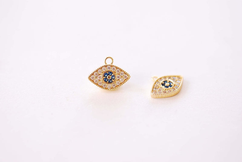 Evil Eye Micro Pave Sapphire Blue CZ Charm - Evil Eye Cubic Zirconia Blue Stone HarperCrown Wholesale Charms B149 - HarperCrown