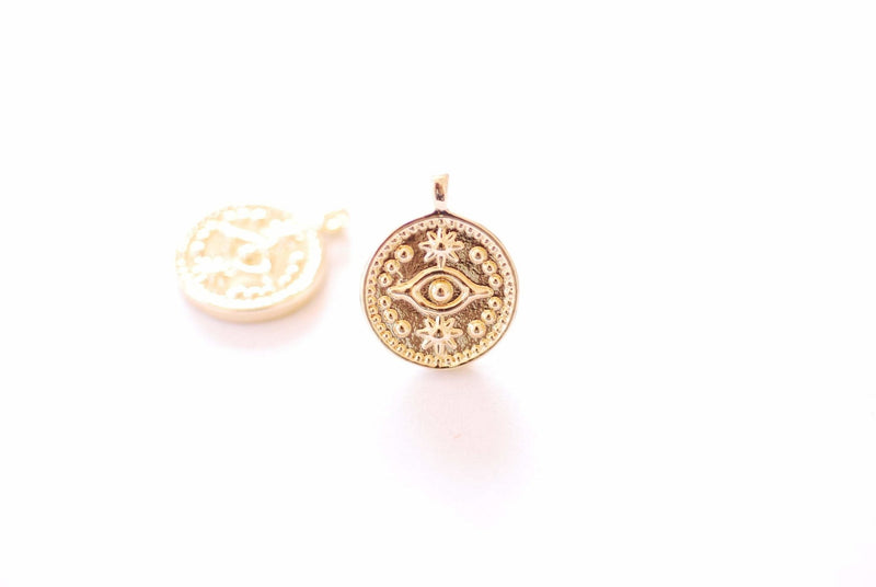 Evil Eye Round Circle Disc Charm - Eye of Ra Yoga Ohm Meditation Hamsa HarperCrown Wholesale Pendants B266 - HarperCrown