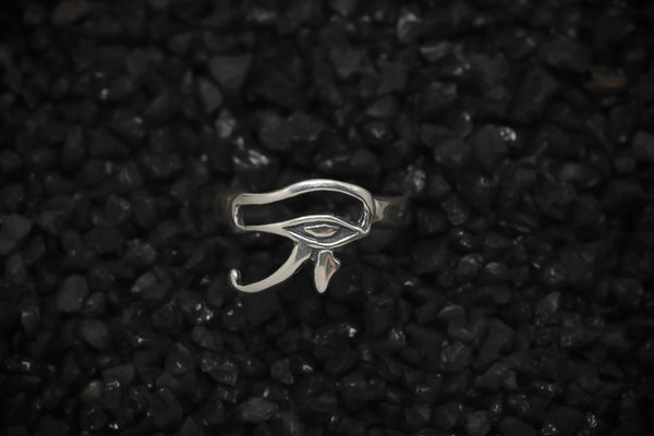 Eye of Ra Ring God of the Sun Ancient Egyptian | 925 Sterling Silver, Oxidized or 18K Gold Plated | Adjustable Size - HarperCrown