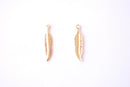 Feather Charm | 16k Gold Plated over Brass | Dainty Leaf Pendant HarperCrown Wholesale B324 - HarperCrown