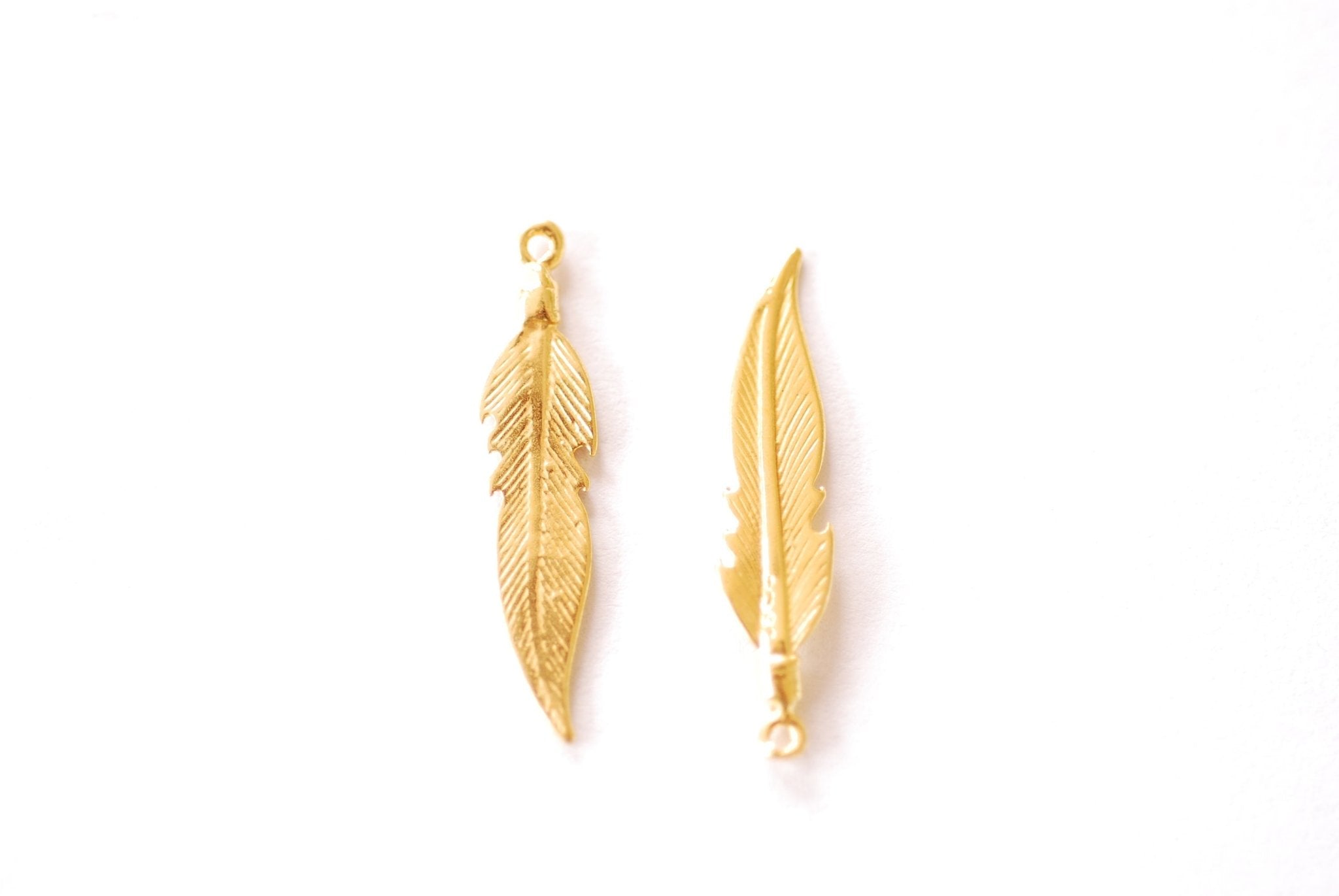 Feather Charm | 18k Gold Plated over Brass Leaf Pendant HarperCrown Wholesale B294 - HarperCrown