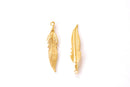 Feather Charm | 18k Gold Plated over Brass Leaf Pendant HarperCrown Wholesale B294 - HarperCrown