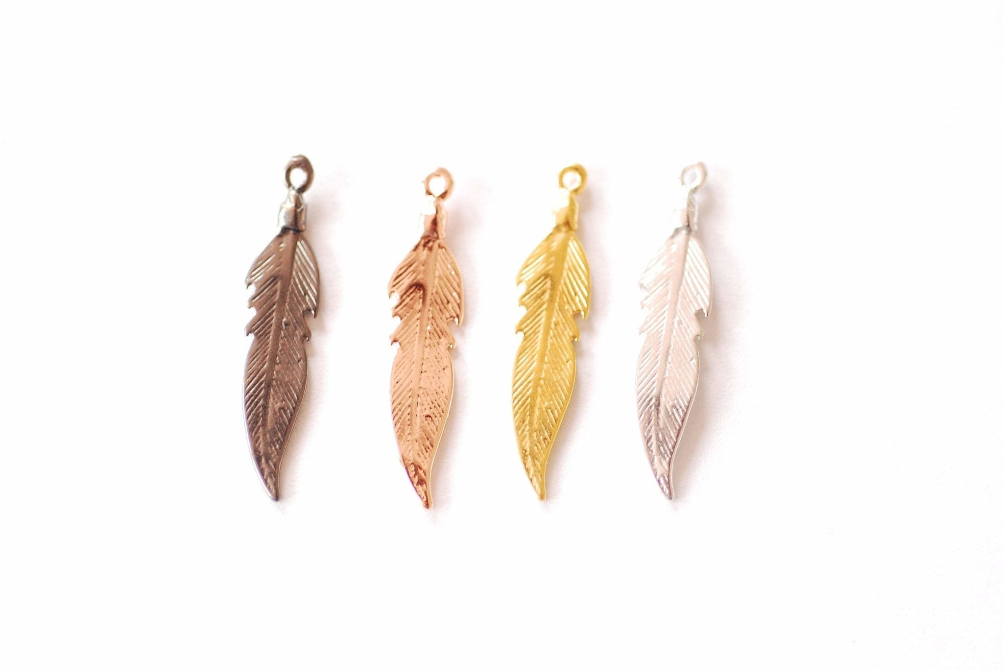 Feather Charm | 18k Gold Plated over Brass Leaf Pendant HarperCrown Wholesale B294 - HarperCrown