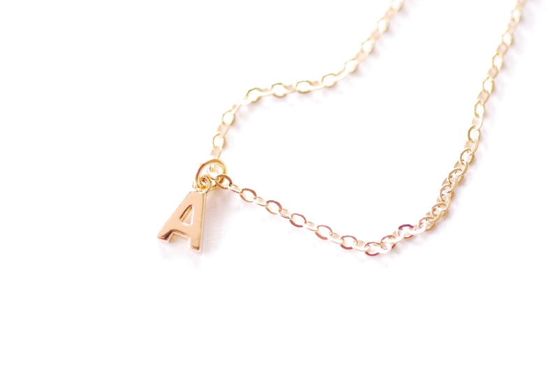 Finished A-Z Letter Charm Necklace | 18K Gold Plated Over Brass | Upper Case Letters Alphabet Bulk Cable Chain Necklaces Wholesale B306, W