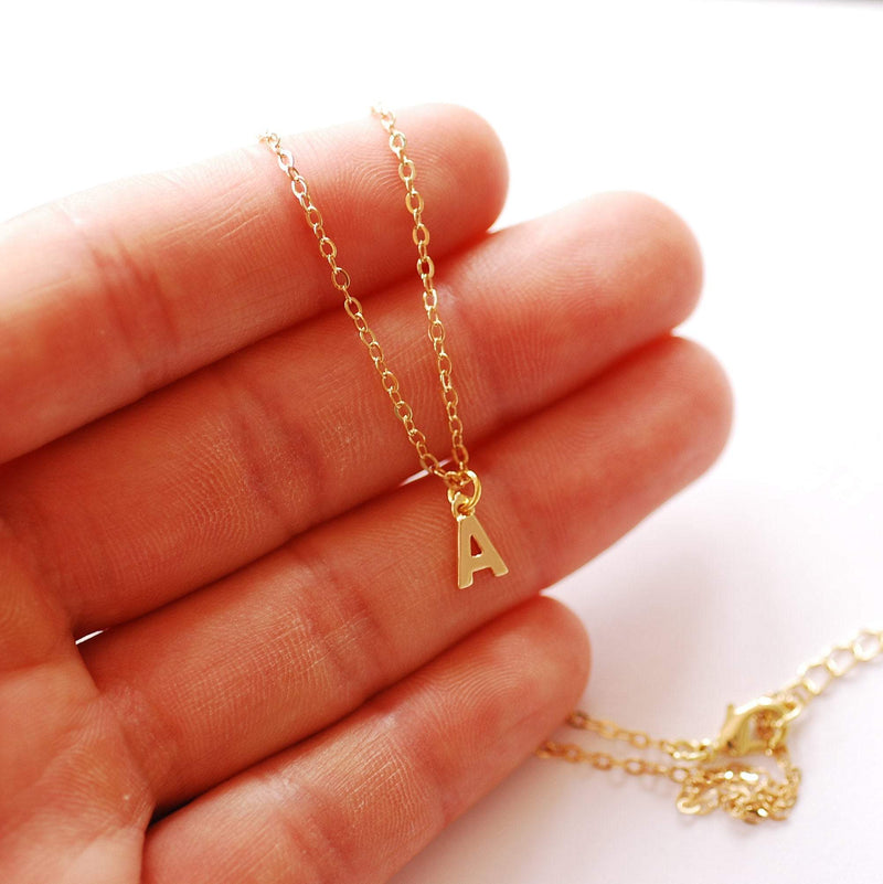 Finished A-Z Letter Charm Necklace | 18K Gold Plated over Brass | Upper Case Letters Alphabet Bulk Cable Chain Necklaces Wholesale B306 - HarperCrown