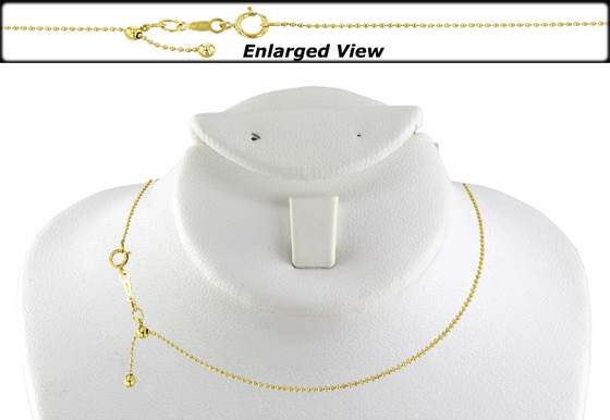 Finished Bead Chain Necklace | Gold Filled | 1.0mm Chain, 22" Length | Spring Clasp | Wholesale - HarperCrown