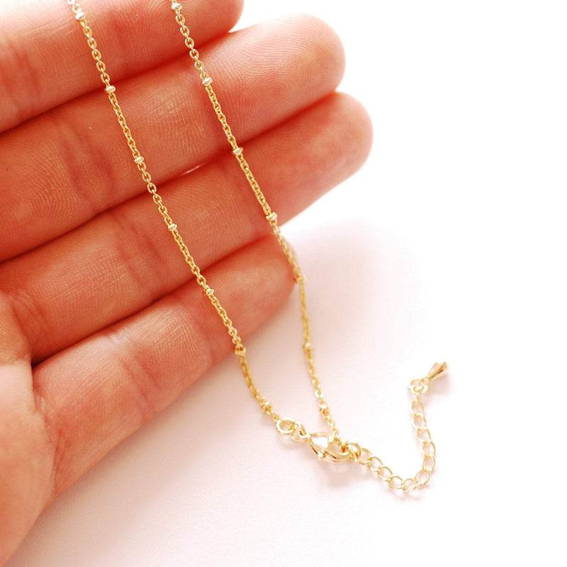 Finished Satellite Cable Chain | 18K Gold Plated over Brass | Ball Bead Curb Cable Chain Wholesale B307 - HarperCrown