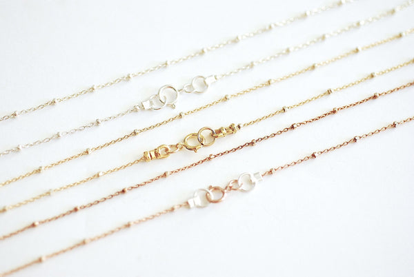 Finished Satellite Chain Necklace- Sterling Silver, 14k Gold Filled, 14k Rose Gold Filled, Dew Drop Necklace,Beaded Necklace,Choker Necklace - HarperCrown