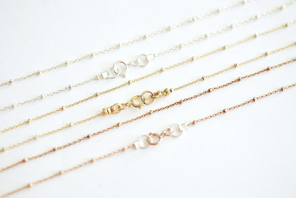 Finished Satellite Chain Necklace- Sterling Silver, 14k Gold Filled, 14k Rose Gold Filled, Dew Drop Necklace,Beaded Necklace,Choker Necklace - HarperCrown