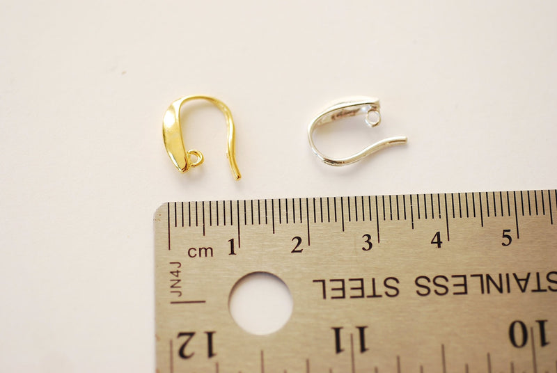 French Hook Earrings with loop l Vermeil 18k Gold Plated over Sterling Silver Flat Ear Wire Ear Hooks Earring Findings Flat Earrings - HarperCrown