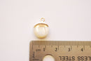 Freshwater Pearl Shell Drop Charm - Natural Pearl 16K Gold Electroplated Teardrop Dangle Charm HarperCrown Wholesale Charms B281 - HarperCrown