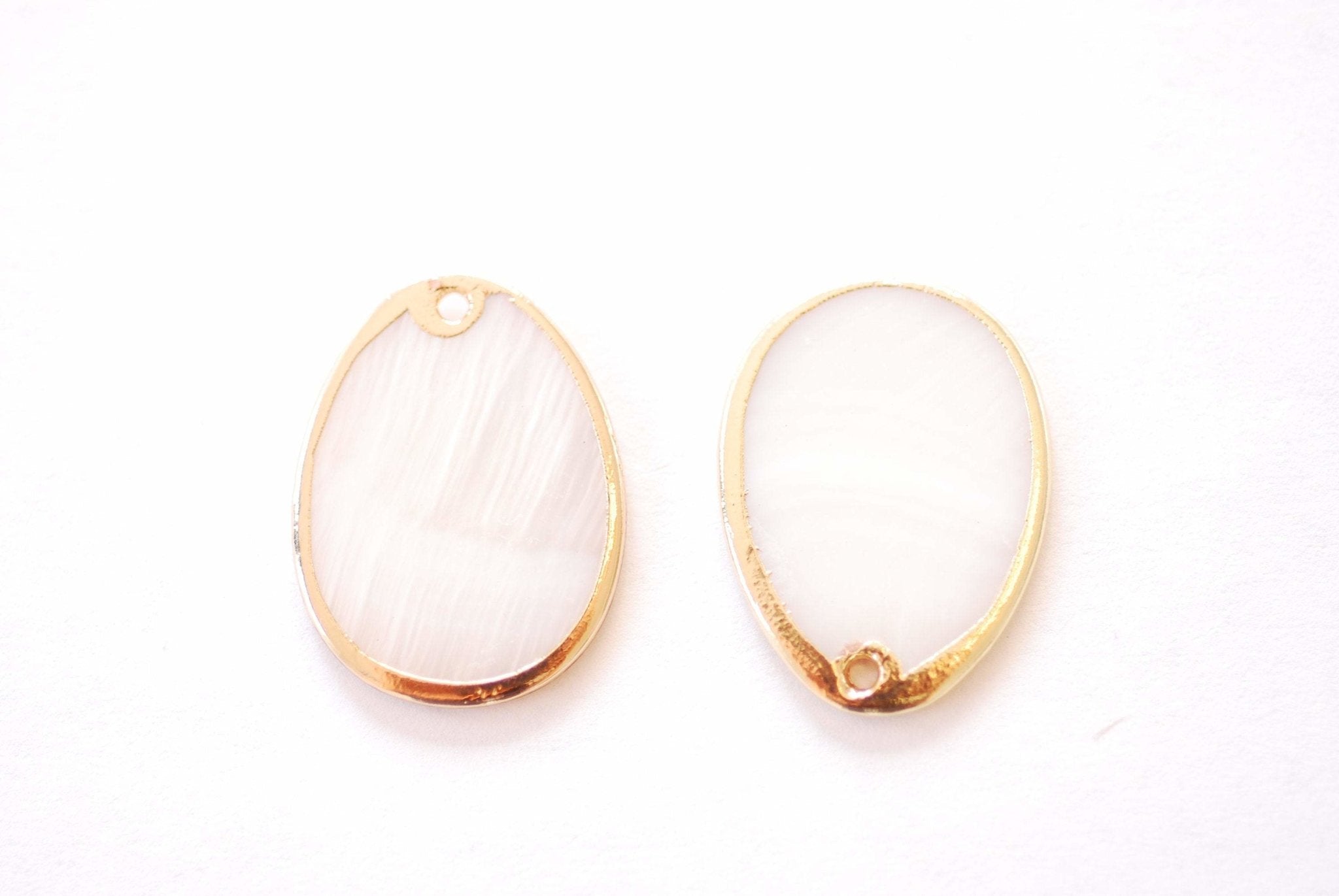 Freshwater Pearl Shell Drop Charm | Natural Pearl 16K Gold Electroplated | Teardrop Dangle Pendant HarperCrown Wholesale Charms B317 - HarperCrown