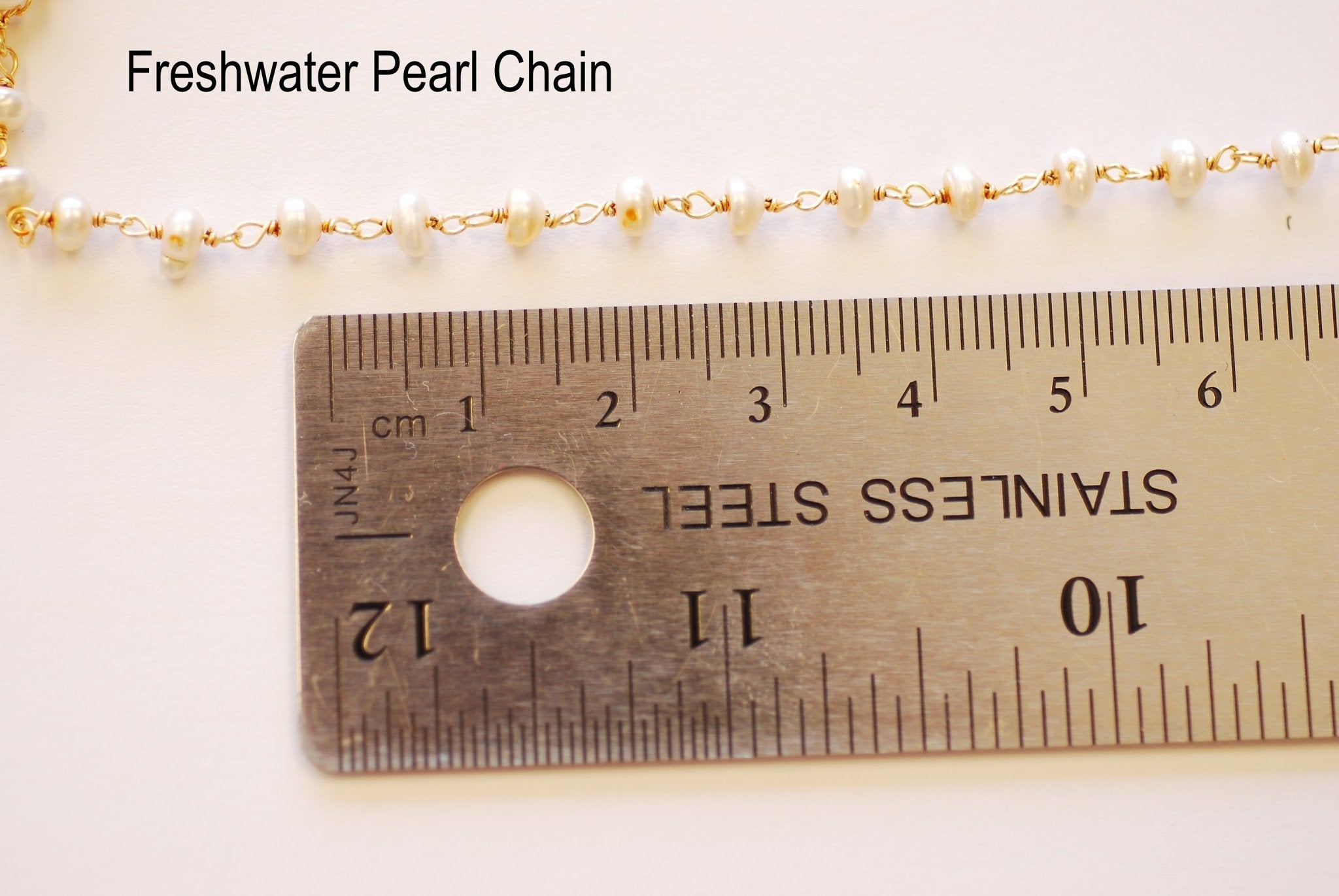 Gemstone Chain - Sterling Silver Gold Plated Chain Gemstone Freshwater Pearl Pyrite Disco White Tourmaline Beaded Wire Vermeil Chain - HarperCrown
