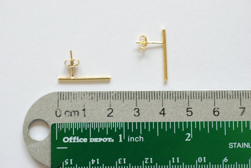 Gold Bar Earrings, Line Earrings, Stick earrings, bar stud earrings, minimalist earrings, Filament earrings, Ear Climbers, Post Earrings - HarperCrown