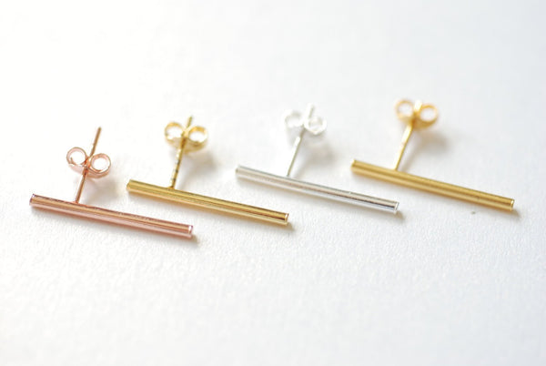 Gold Bar Earrings, rose gold bar earrings, bar earrings, Sterling silver bar earrings, minimalist earrings, bar stud earrings, Ear Climbers - HarperCrown