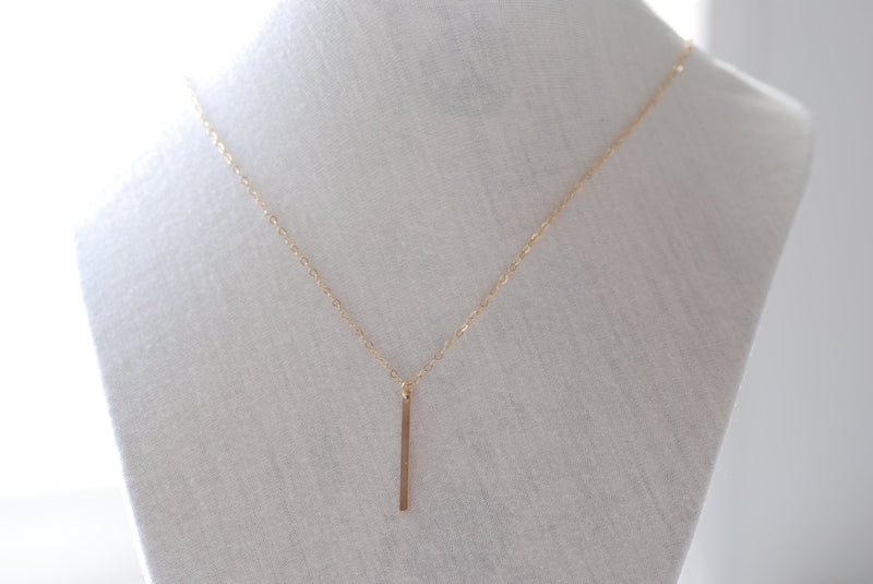 Gold Bar Necklace,14k gold filled Bar,Minimalist Gold Bar,Bar Necklace,Dainty Bar,Thin Bar Necklace,Long Gold Bar Necklace - HarperCrown