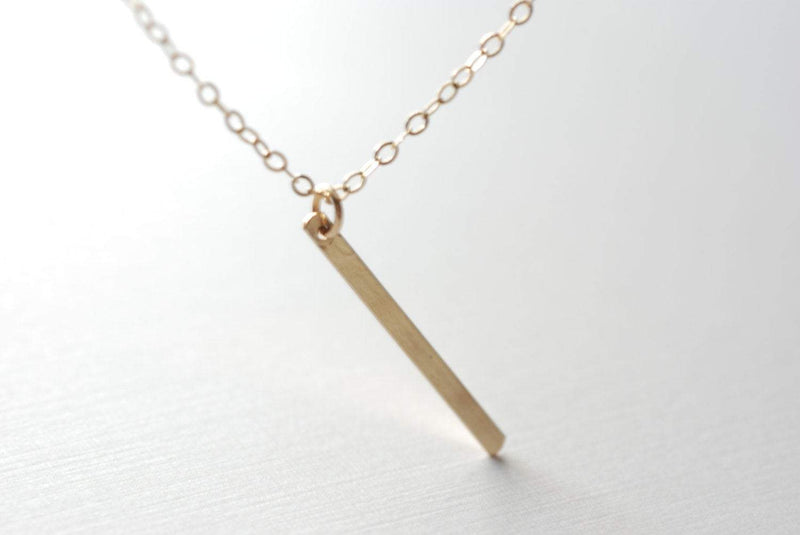 Gold Bar Necklace,14k gold filled Bar,Minimalist Gold Bar,Bar Necklace,Dainty Bar,Thin Bar Necklace,Long Gold Bar Necklace - HarperCrown