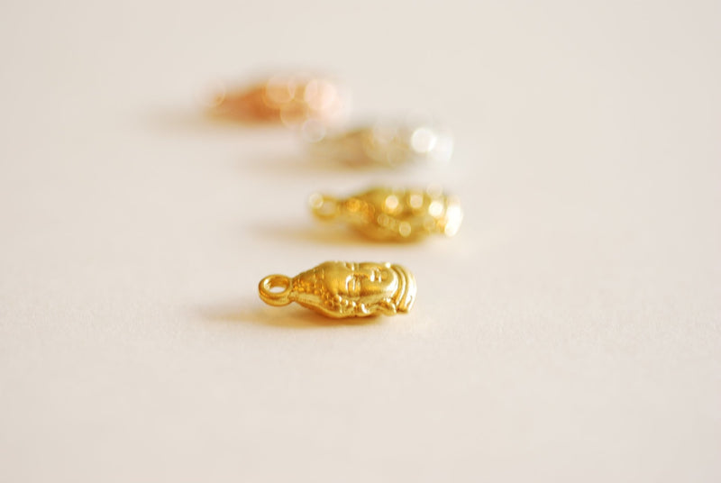 Gold Buddha Head Charm- Vermeil Gold, 22k gold plated 925 sterling silver, Mindfulness Charm, Spiritual, ohm om, Yoga, Meditation, Yogi, 403 - HarperCrown