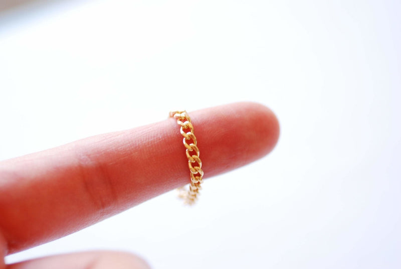 Gold Chain Ring - 14k Gold Filled Stacking Ring, Cuban Chain Ring, Cuban Link ring, Everyday Jewelry, Minimalist Ring, Curb Chain Ring [27] - HarperCrown