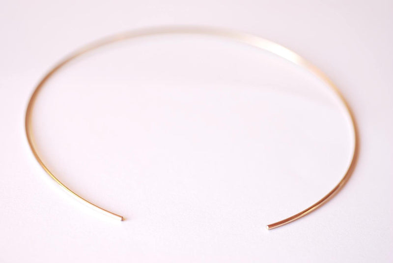 Gold Choker Necklace- 14k Gold Filled Choker Necklace, Gold Collar Necklace, Curved Bar Necklace, Gold Filled Wire Choker Cuff, Layering - HarperCrown