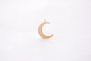 Gold Crescent Moon Horn Charm - 16k Gold Plated Brass Half Moon Textured Waning Eclipse Bohemian Boho Curve Shape Wholesale Charms B174 - HarperCrown