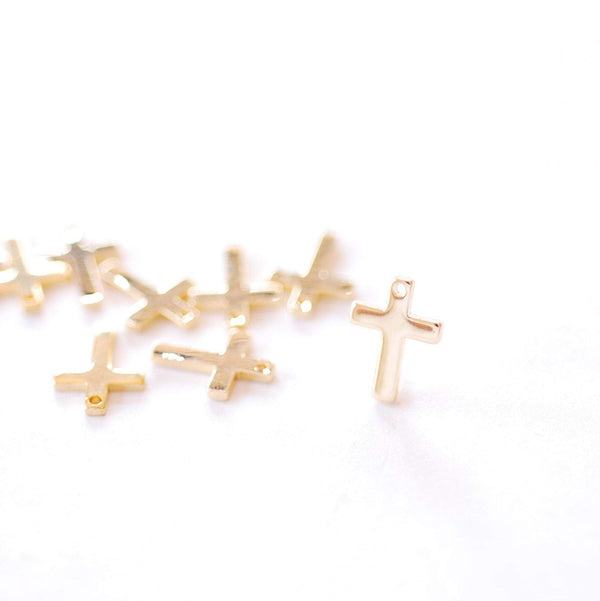 Gold Cross Charm | 16K Gold Plated over Brass | Religious Cross Charm HarperCrown Wholesale Charms B313 - HarperCrown