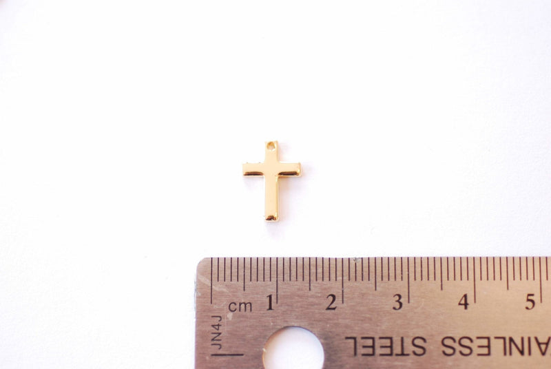 Gold Cross Charm | 16K Gold Plated over Brass | Religious Cross Charm HarperCrown Wholesale Charms B313 - HarperCrown