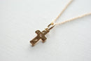 Gold Cross Necklace- Hammered Cross Necklace, Cross with Tiny Crystal, Dainty Cross necklace - HarperCrown