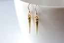 Gold Dagger Spear Earrings, 24k gold Dagger Earrings,Spear Earrings,stick earrings,gold bar earrings,needle earrings,gold spike earrings - HarperCrown