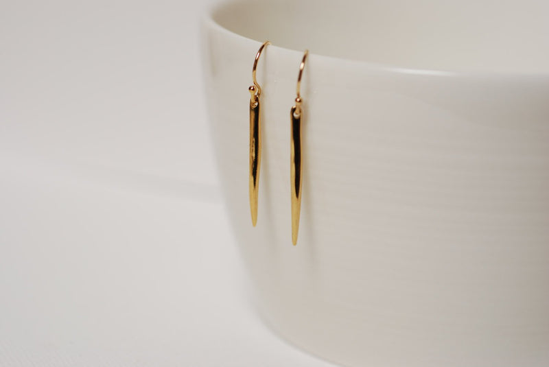 Gold Dagger Spear Earrings, 24k gold Dagger Earrings,Spear Earrings,stick earrings,gold bar earrings,needle earrings,gold spike earrings - HarperCrown