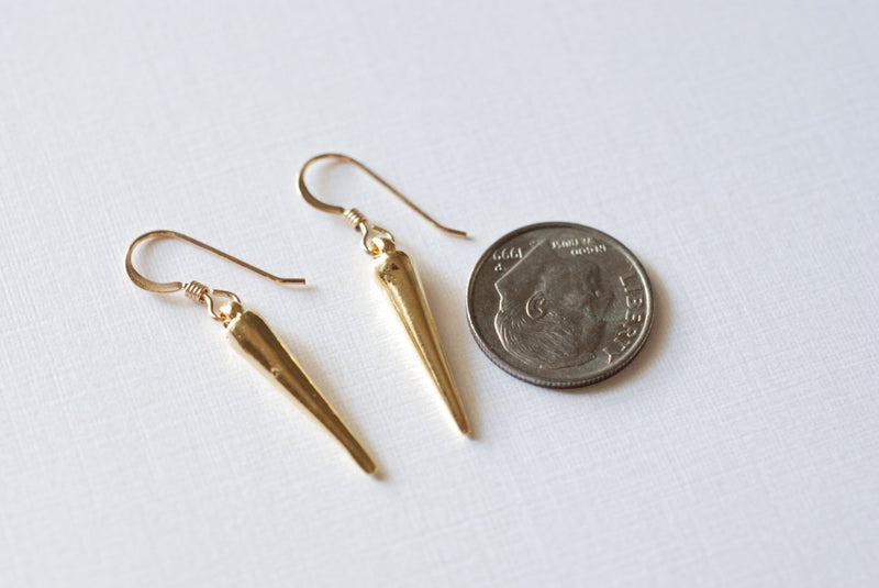Gold Dagger Spear Earrings, 24k gold Dagger Earrings,Spear Earrings,stick earrings,gold bar earrings,needle earrings,gold spike earrings - HarperCrown