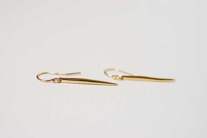 Gold Dagger Spear Earrings, 24k gold Dagger Earrings,Spear Earrings,stick earrings,gold bar earrings,needle earrings,gold spike earrings - HarperCrown