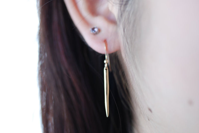 Gold Dagger Spear Earrings, 24k gold Dagger Earrings,Spear Earrings,stick earrings,gold bar earrings,needle earrings,gold spike earrings - HarperCrown