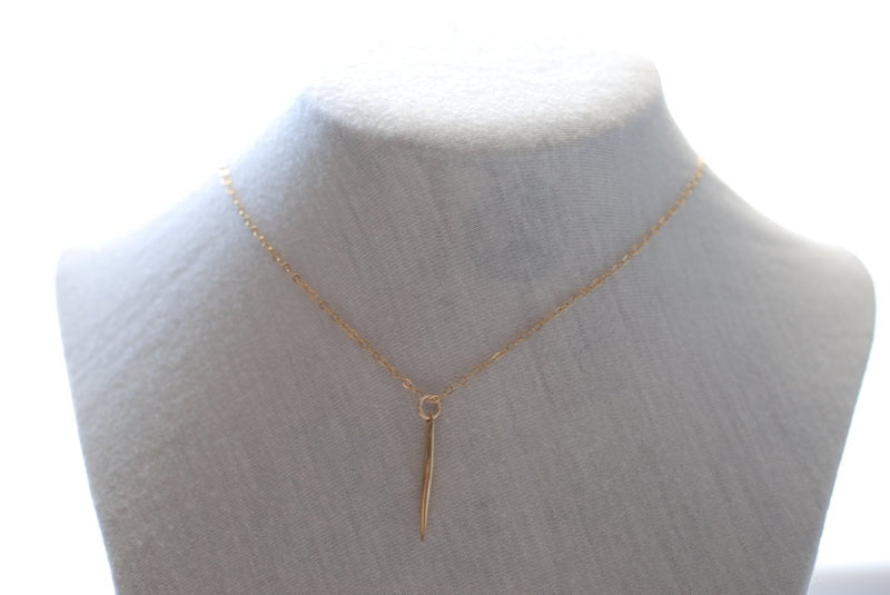 Gold Dagger Spear Needle Necklace, 24k gold Dagger Spear Needle,Gold Spike Necklace,Gold Spear Necklace,Minimalist Dagger Spear Spike - HarperCrown