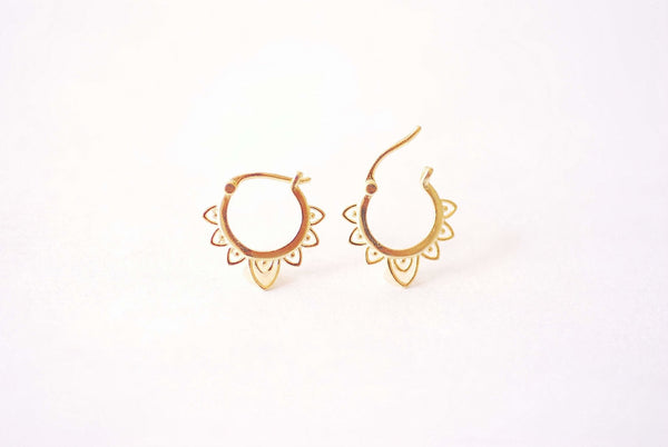 Gold Ear Huggie Hoop Earrings - Earring Cuff, Cartilage Hoop, Cartilage Earring, Mini Hoop Earrings, Spike Hoop Earrings, Snug Cuff - HarperCrown