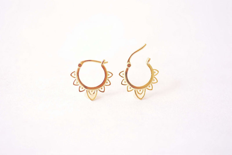 Gold Ear Huggie Hoop Earrings - Earring Cuff, Cartilage Hoop, Cartilage Earring, Mini Hoop Earrings, Spike Hoop Earrings, Snug Cuff - HarperCrown