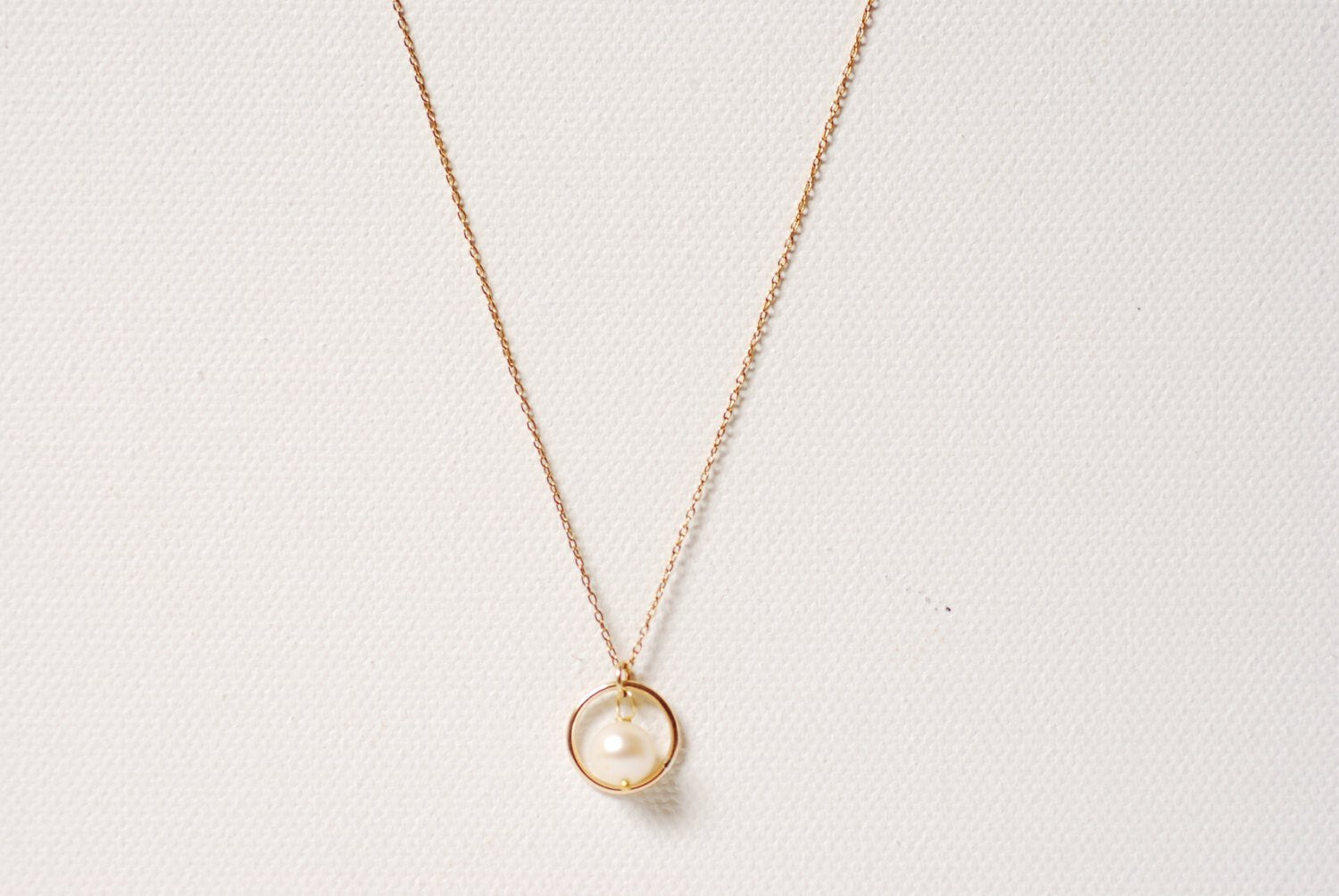 Gold Eternity Pearl Necklace,Karma Pearl Necklace,Ring around Pearl Necklace,Handmade Pearl Necklace,Dainty Pearl Necklace,Circle Pearl - HarperCrown