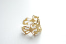 Gold Filigree Ring Adjustable,18k gold ring, art deco ring, filigree ring, gold adjustable ring, Stacking Ring, Midi RIng - HarperCrown