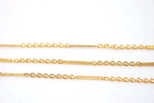 Gold Filled Bar Chain Sold by foot Jewelry making Gold Filled Sterling Silver Flat Bar Fancy Chain Bulk Chain - HarperCrown