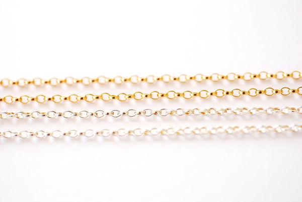 Gold Filled Rolo Chain l 1.8mm x 2.6mm Width Oval Rolo Chain l Wholesale Gold Filled Sterling Silver Chain Permanent Jewelry Necklace Chain - HarperCrown