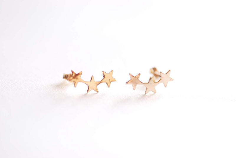 Gold Filled Star Ear Climber- Gold Star ear crawlers, ear climber earrings, ear crawler earrings, ear pins, star earrings, ear sweeps, Studs - HarperCrown