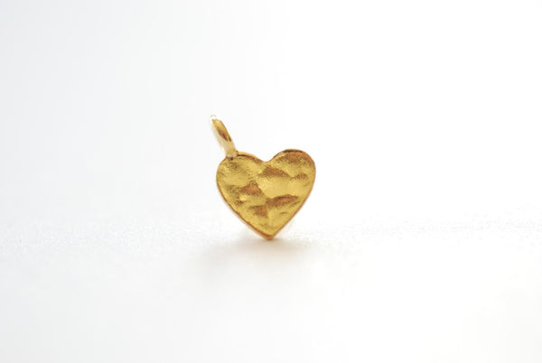 Gold Hammered Heart Vermeil Charm- 18k gold plated Sterling Silver, Stamping Blank Heart Charm Pendant, Heart Blanks, Hammered Heart, 43 - HarperCrown