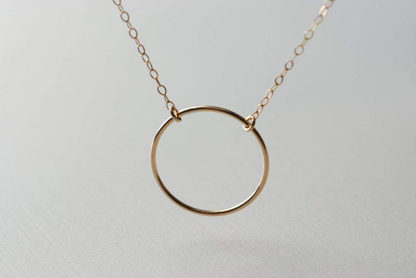 Gold Karma Necklace, Gold Eternity Ring Necklace, Simple Gold Necklace, Circle Pendant, Minimalist Circle Necklace, layering necklace - HarperCrown