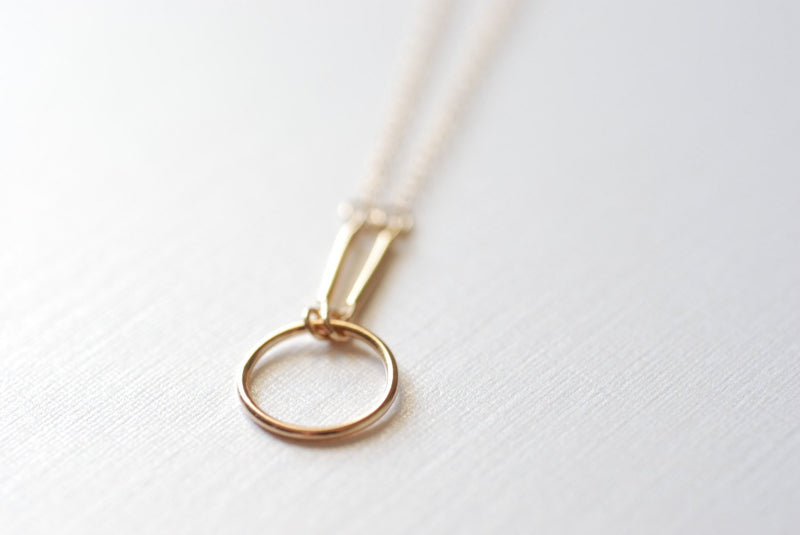 Gold Karma Necklace, Karma Necklace, Dainty Circle necklace, 14k Gold Fill or Sterling Silver, Delicate Chain Circle Necklace - HarperCrown