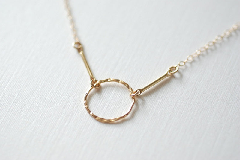 Gold Karma Necklace, Karma Necklace, Dainty Circle necklace, 14k Gold Fill or Sterling Silver, Delicate Chain / Dainty Circle Outline - HarperCrown