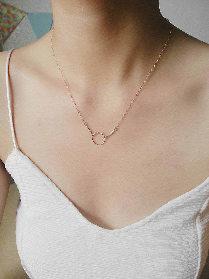 Gold Karma Necklace, Karma Necklace, Dainty Circle necklace, 14k Gold Fill or Sterling Silver, Delicate Chain / Dainty Circle Outline - HarperCrown