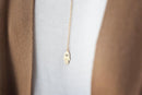 Gold Lariat Necklace with Triangle and Hamsa, 16k gold Triangle Hamsa, Gold Rope Necklace, Geometric Necklace, Minimalist Necklace - HarperCrown